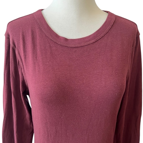CROWN JEWEL LS TEE SHIRT M CASUAL SOFT STRETCHY CREWNECK PULL ON BURGUNDY - Picture 2 of 11